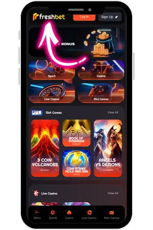 Freshbet official website homepage on mobile browser